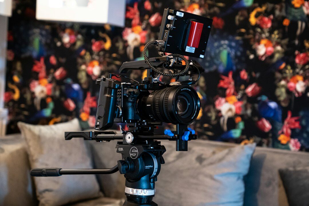 Camera rig and studio lighting setup on a television set